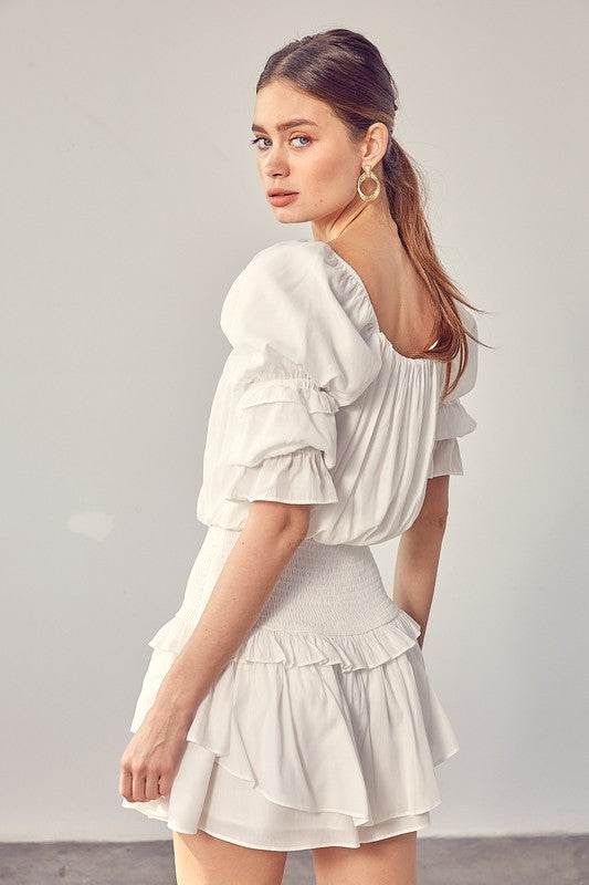 Puff Sleeve Smocked Waist Romper - Shop Style & More | Fresh Looks, Everyday Deals & Free Shipping