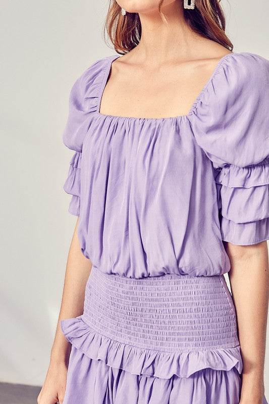 Puff Sleeve Smocked Waist Romper - Shop Style & More | Fresh Looks, Everyday Deals & Free Shipping