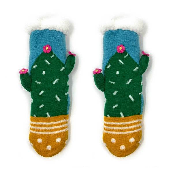 Kids Sherpa Slipper Sock - Cactus Hugs - Shop Style & More | Fresh Looks, Everyday Deals & Free Shipping