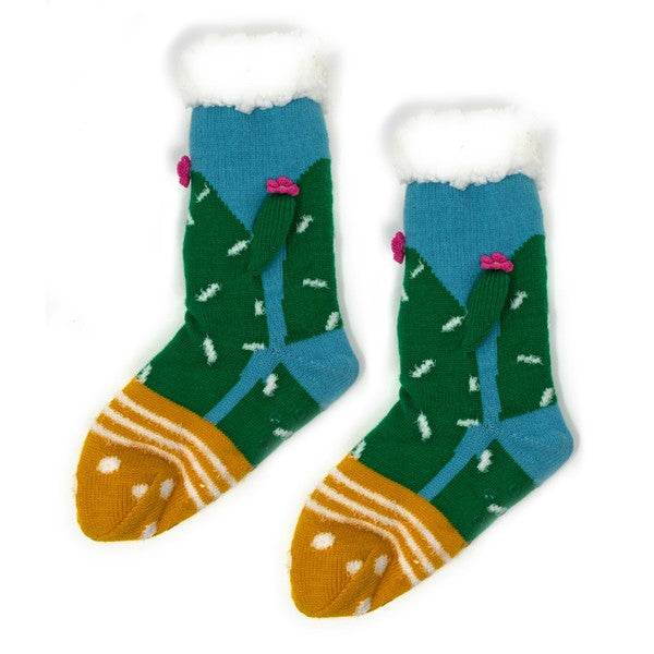 Kids Sherpa Slipper Sock - Cactus Hugs - Shop Style & More | Fresh Looks, Everyday Deals & Free Shipping