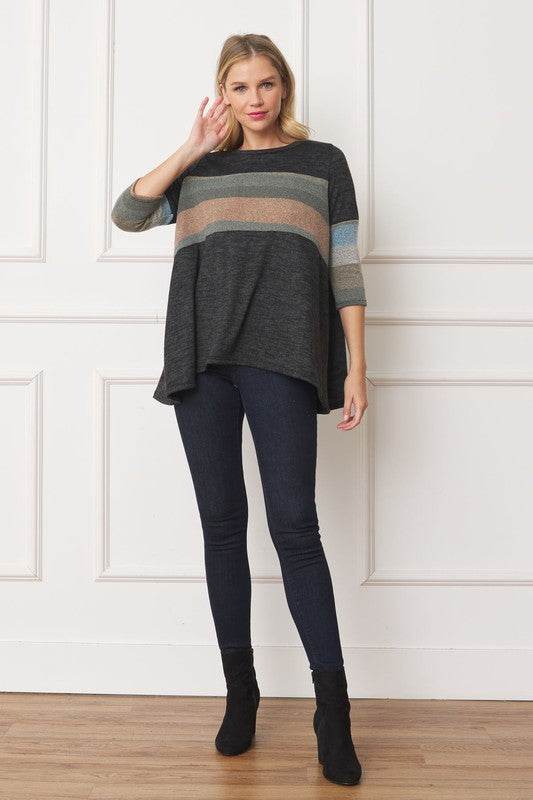 Knit Stripe Panel A Line Tunic - Shop Style & More | Fresh Looks, Everyday Deals & Free Shipping