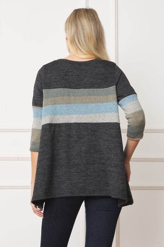 Knit Stripe Panel A Line Tunic - Shop Style & More | Fresh Looks, Everyday Deals & Free Shipping