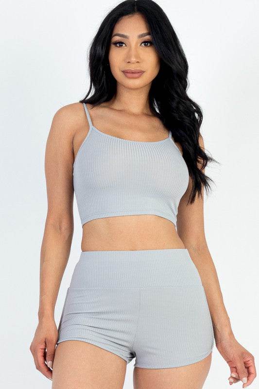 Ribbed Top & Ruched Biker Shorts Set - Shop Style & More | Fresh Looks, Everyday Deals & Free Shipping