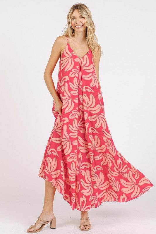 Mittoshop Printed V-Neck Maxi Cami Dress with Pockets - Shop Style & More | Fresh Looks, Everyday Deals & Free Shipping