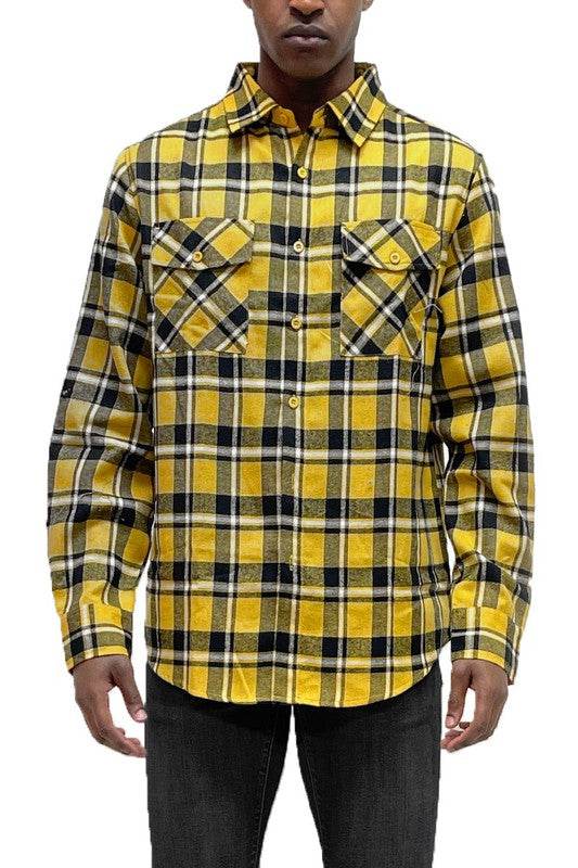 LONG SLEEVE FLANNEL FULL PLAID CHECKERED SHIRT - Shop Style & More | Fresh Looks, Everyday Deals & Free Shipping