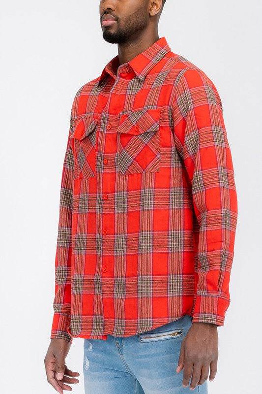 LONG SLEEVE FLANNEL FULL PLAID CHECKERED SHIRT - Shop Style & More | Fresh Looks, Everyday Deals & Free Shipping