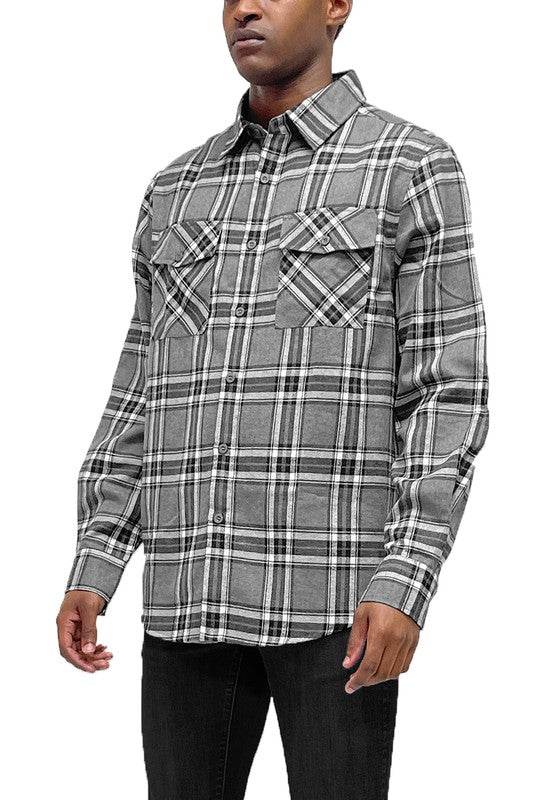 LONG SLEEVE FLANNEL FULL PLAID CHECKERED SHIRT - Shop Style & More | Fresh Looks, Everyday Deals & Free Shipping