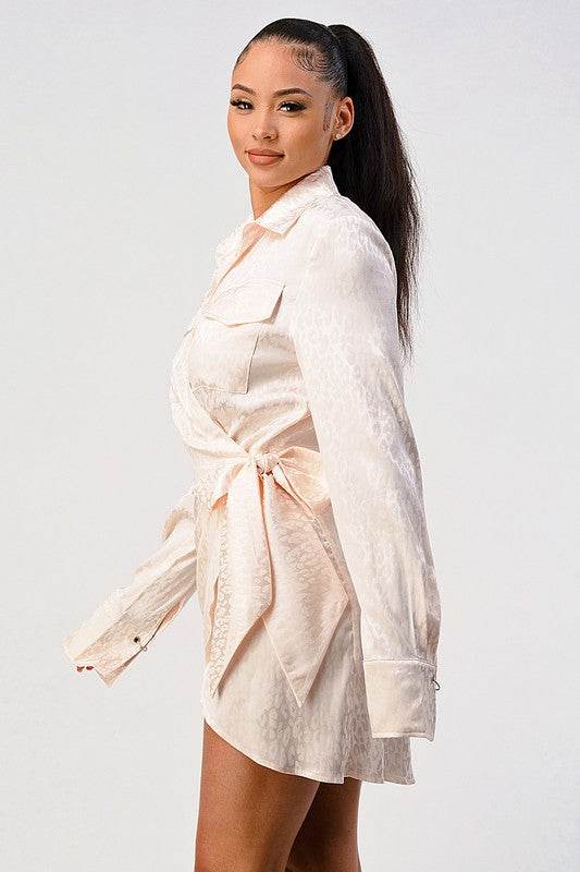 Leopard print wrap double pocket shirt dress - Shop Style & More | Fresh Looks, Everyday Deals & Free Shipping