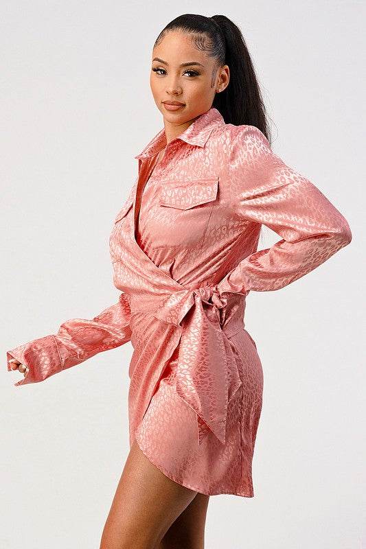 Leopard print wrap double pocket shirt dress - Shop Style & More | Fresh Looks, Everyday Deals & Free Shipping