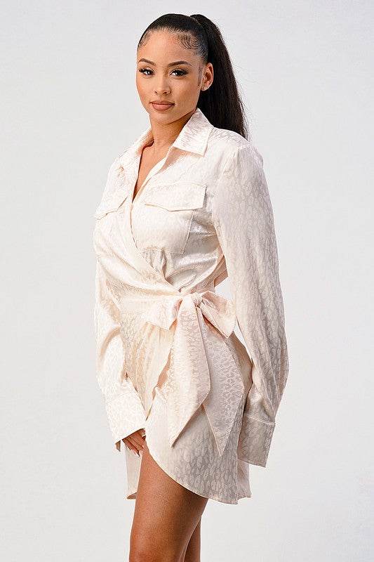 Leopard print wrap double pocket shirt dress - Shop Style & More | Fresh Looks, Everyday Deals & Free Shipping