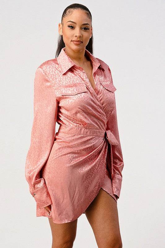 Leopard print wrap double pocket shirt dress - Shop Style & More | Fresh Looks, Everyday Deals & Free Shipping