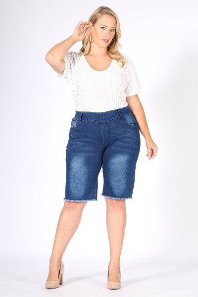 Hi-Waist Distressed Bermuda Short Jeggings - Shop Style & More | Fresh Looks, Everyday Deals & Free Shipping