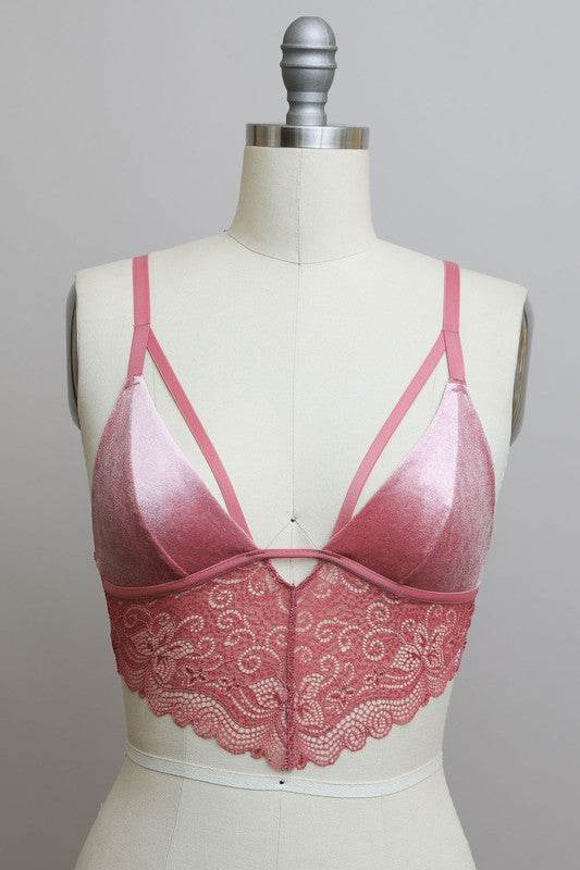 Velvet longline Lace Bralette - Shop Style & More | Fresh Looks, Everyday Deals & Free Shipping