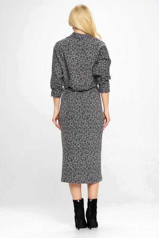 Leopard Print Knit Dolman Sleeve Midi Dress - Shop Style & More | Fresh Looks, Everyday Deals & Free Shipping