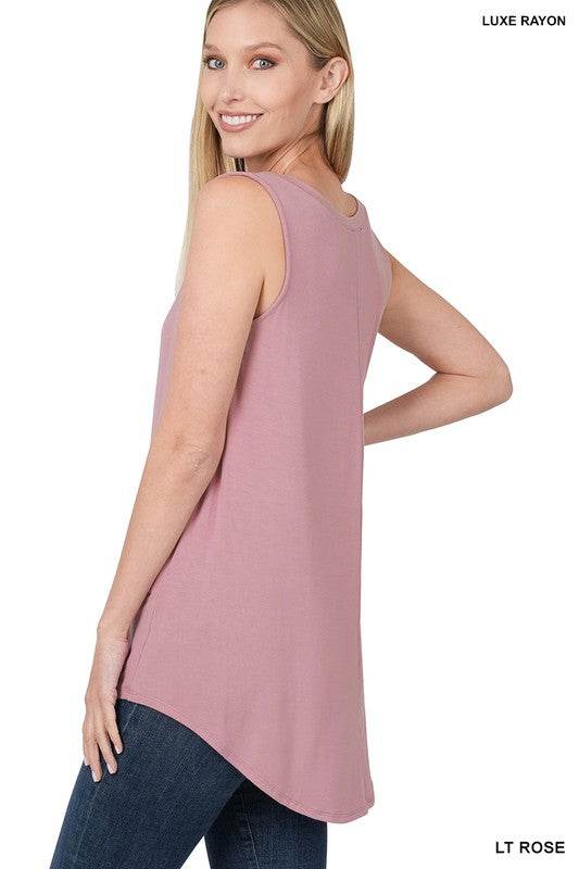 Luxe Rayon Sleeveless V-Neck Hi-Low Hem Top - Shop Style & More | Fresh Looks, Everyday Deals & Free Shipping