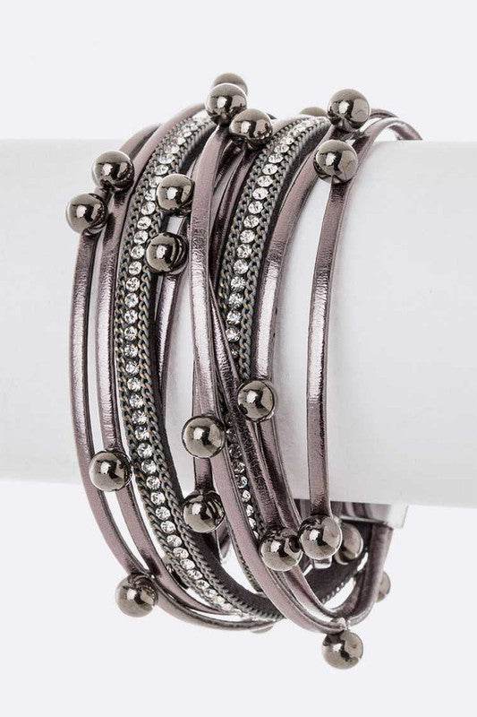 Beaded Double Wrap Metallic Bracelet - Shop Style & More | Fresh Looks, Everyday Deals & Free Shipping