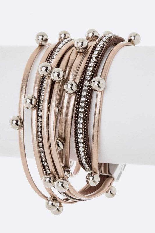 Beaded Double Wrap Metallic Bracelet - Shop Style & More | Fresh Looks, Everyday Deals & Free Shipping