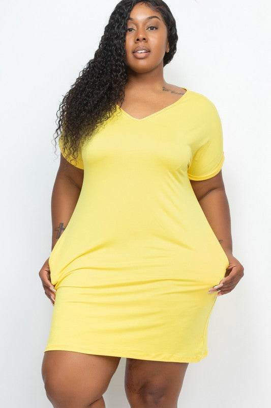 Plus Size Short Sleeve Pocket Mini Dress - Shop Style & More | Fresh Looks, Everyday Deals & Free Shipping