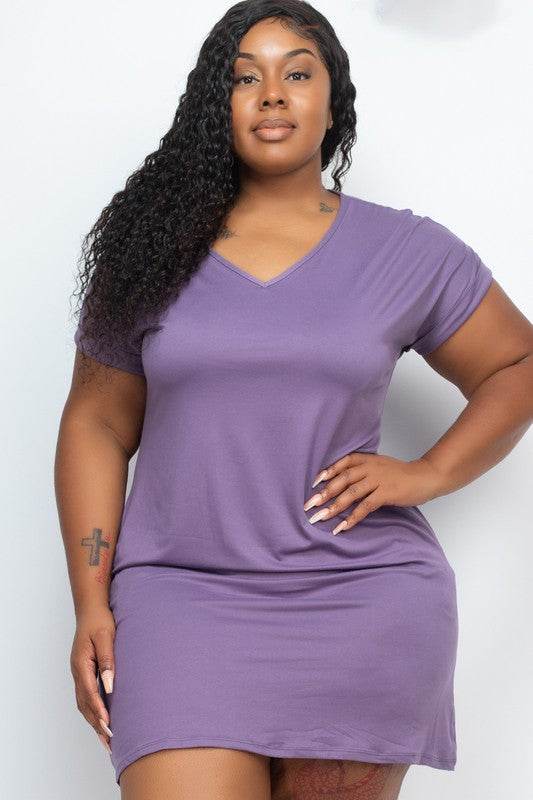 Plus Size Short Sleeve Pocket Mini Dress - Shop Style & More | Fresh Looks, Everyday Deals & Free Shipping