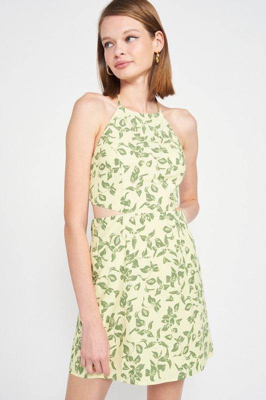 HALTER NECK FLORAL MINI DRESS WITH OPEN BACK - Shop Style & More | Fresh Looks, Everyday Deals & Free Shipping