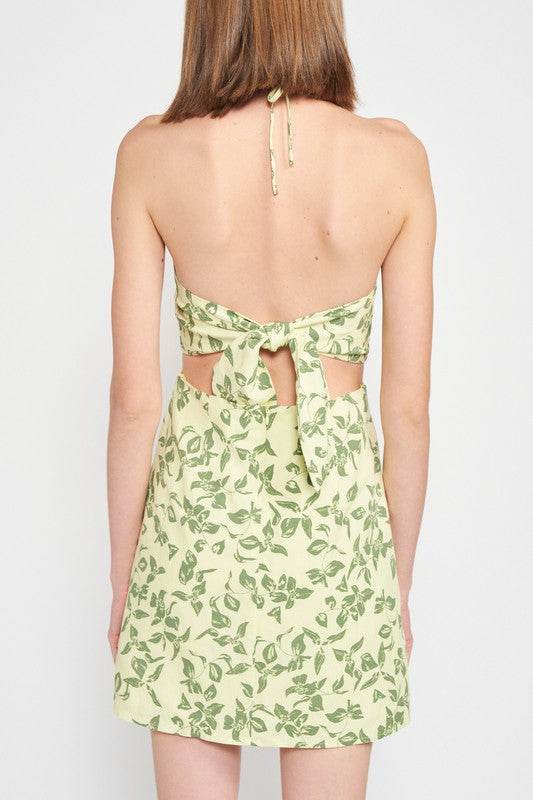 HALTER NECK FLORAL MINI DRESS WITH OPEN BACK - Shop Style & More | Fresh Looks, Everyday Deals & Free Shipping