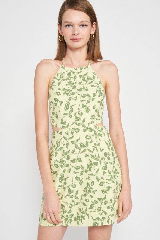 HALTER NECK FLORAL MINI DRESS WITH OPEN BACK - Shop Style & More | Fresh Looks, Everyday Deals & Free Shipping