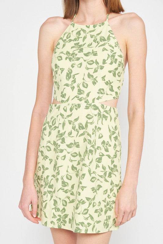 HALTER NECK FLORAL MINI DRESS WITH OPEN BACK - Shop Style & More | Fresh Looks, Everyday Deals & Free Shipping