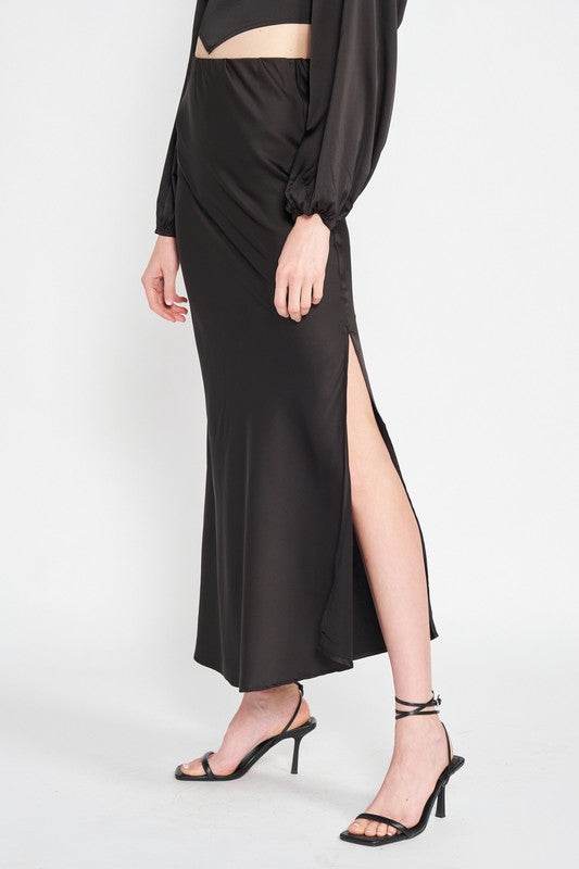 BIAS CUT MAXI SKIRT WITH SLIT - Shop Style & More | Fresh Looks, Everyday Deals & Free Shipping