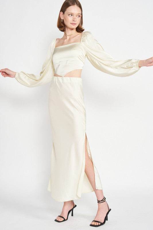 BIAS CUT MAXI SKIRT WITH SLIT - Shop Style & More | Fresh Looks, Everyday Deals & Free Shipping