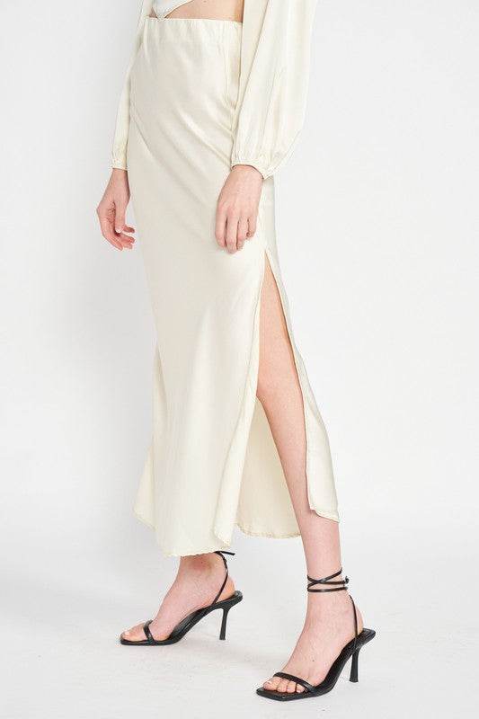 BIAS CUT MAXI SKIRT WITH SLIT - Shop Style & More | Fresh Looks, Everyday Deals & Free Shipping