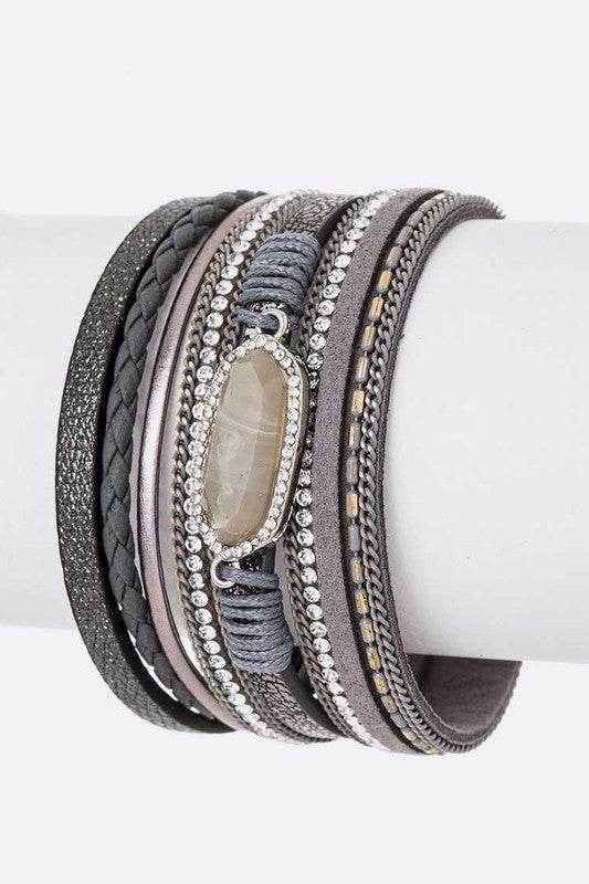 Genuine Stone Mix Media Magnetic Cuff - Shop Style & More | Fresh Looks, Everyday Deals & Free Shipping
