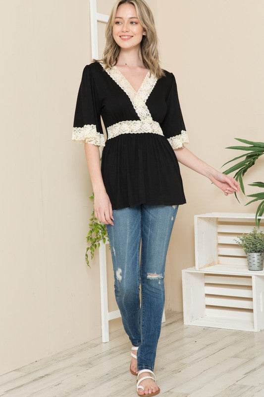 Front Wrap Lace Detailed Top - Shop Style & More | Fresh Looks, Everyday Deals & Free Shipping