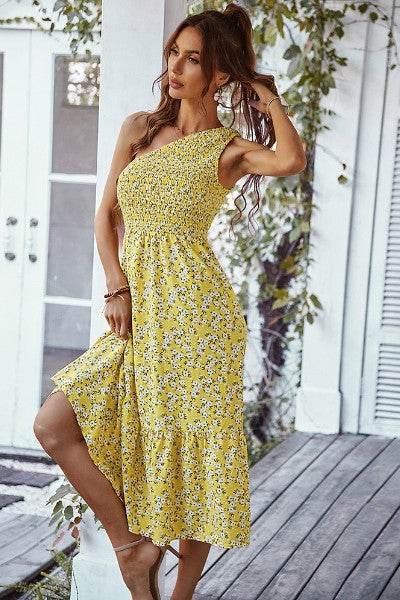 Floral one shoulder smocked dress - Shop Style & More | Fresh Looks, Everyday Deals & Free Shipping