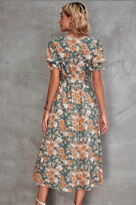 Floral Dress with Slit - Shop Style & More | Fresh Looks, Everyday Deals & Free Shipping