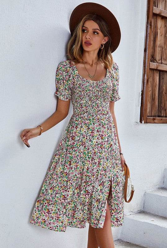 Floral Dress with Slit - Shop Style & More | Fresh Looks, Everyday Deals & Free Shipping