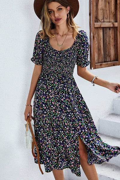 Floral Dress with Slit - Shop Style & More | Fresh Looks, Everyday Deals & Free Shipping