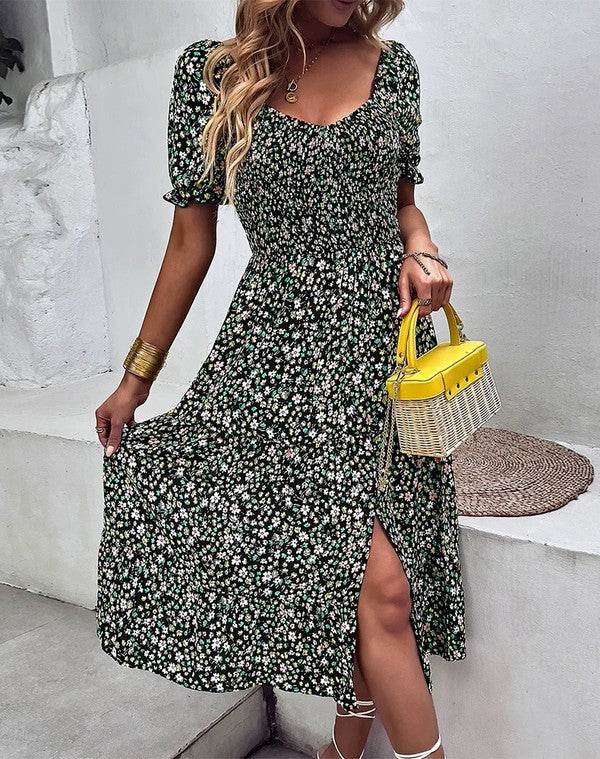 Floral Dress with Slit - Shop Style & More | Fresh Looks, Everyday Deals & Free Shipping