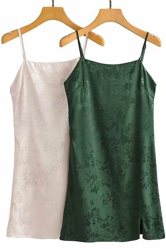 Floral satin slip dress with slit - Shop Style & More | Fresh Looks, Everyday Deals & Free Shipping