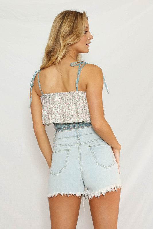 Smocked floral cropped tank top - Shop Style & More | Fresh Looks, Everyday Deals & Free Shipping