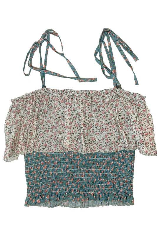 Smocked floral cropped tank top - Shop Style & More | Fresh Looks, Everyday Deals & Free Shipping