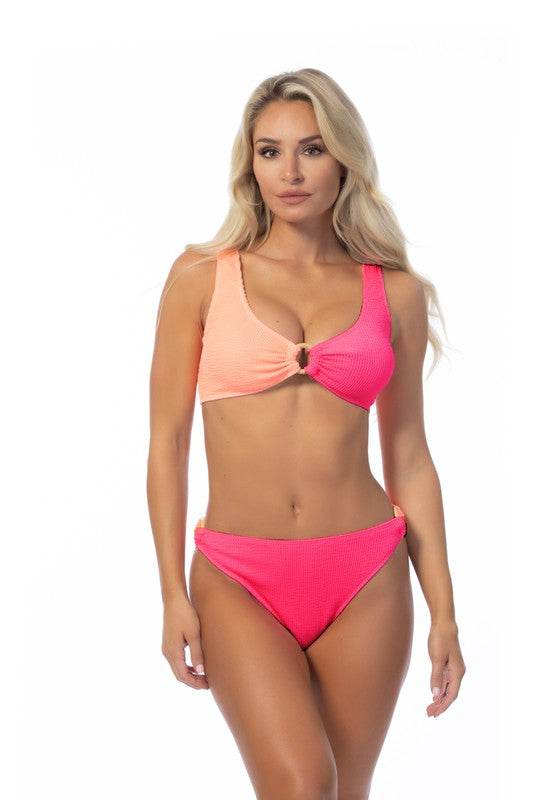 TEXTURED TWO TONE RING ACCENT BIKINI SET - Shop Style & More | Fresh Looks, Everyday Deals & Free Shipping
