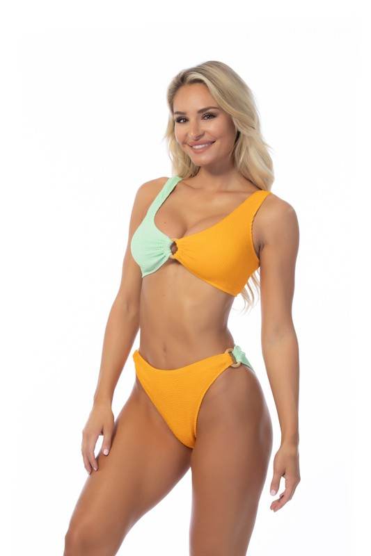 TEXTURED TWO TONE RING ACCENT BIKINI SET - Shop Style & More | Fresh Looks, Everyday Deals & Free Shipping