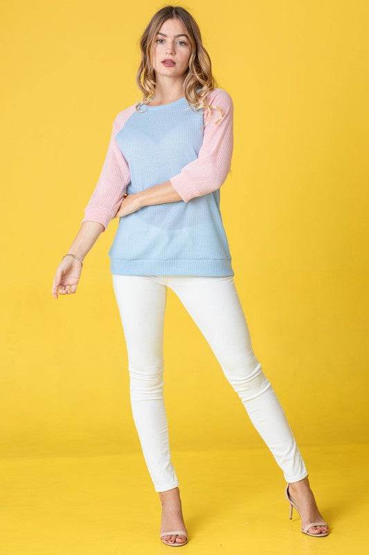 Waffle Knit Two Tone Tunic - Shop Style & More | Fresh Looks, Everyday Deals & Free Shipping