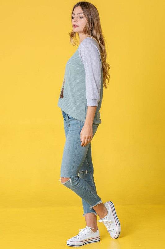 Waffle Knit Two Tone Tunic - Shop Style & More | Fresh Looks, Everyday Deals & Free Shipping