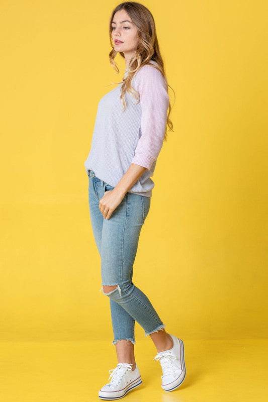 Waffle Knit Two Tone Tunic - Shop Style & More | Fresh Looks, Everyday Deals & Free Shipping