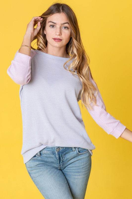 Waffle Knit Two Tone Tunic - Shop Style & More | Fresh Looks, Everyday Deals & Free Shipping