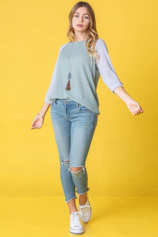 Waffle Knit Two Tone Tunic - Shop Style & More | Fresh Looks, Everyday Deals & Free Shipping
