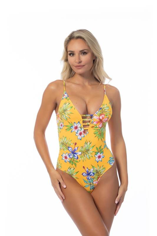 YELLOW ISLAND PRINT ONE PIECE SWIMSUIT - Shop Style & More | Fresh Looks, Everyday Deals & Free Shipping