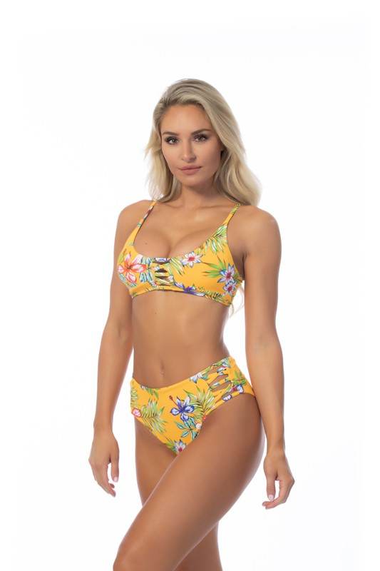 YELLOW ISLAND PRINT HIGH WAIST BIKINI SET - Shop Style & More | Fresh Looks, Everyday Deals & Free Shipping