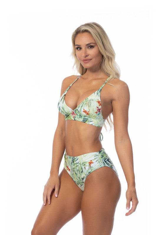 TROPICAL HALTER MID WAIST BIKINI SET - Shop Style & More | Fresh Looks, Everyday Deals & Free Shipping